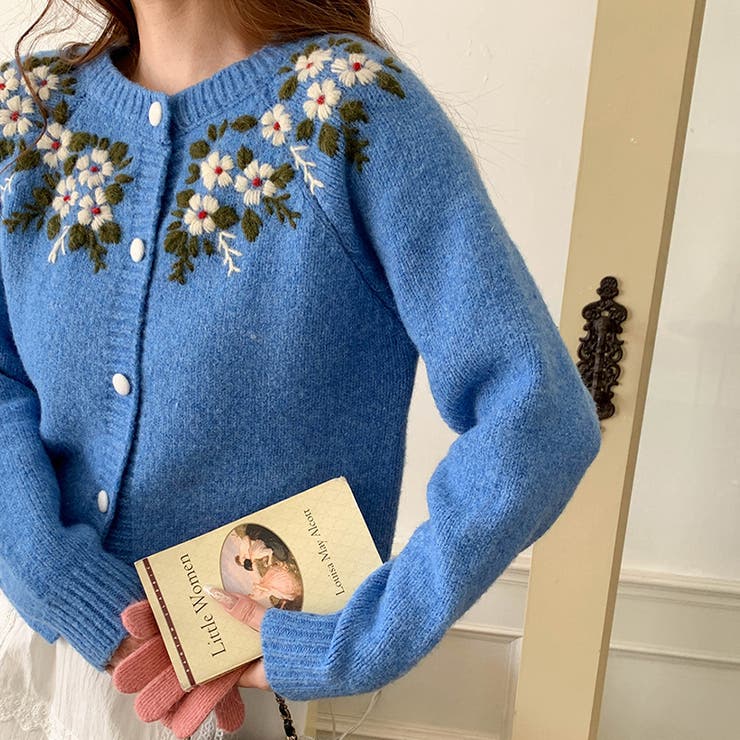 甘辛系ガールズ☆【春】刺繍かぎ編み クルーネックニットカーディガン | 17kg | 詳細画像26 