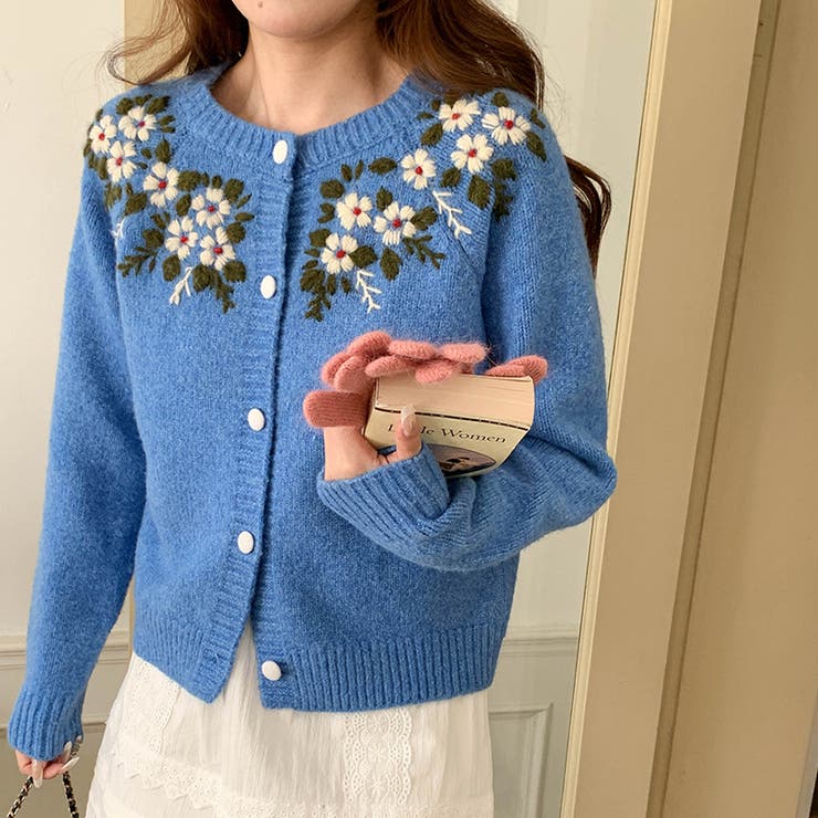 甘辛系ガールズ☆【春】刺繍かぎ編み クルーネックニットカーディガン | 17kg | 詳細画像31 