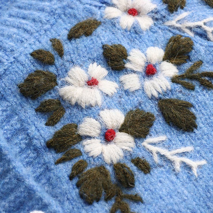 甘辛系ガールズ☆【春】刺繍かぎ編み クルーネックニットカーディガン | 17kg | 詳細画像34 