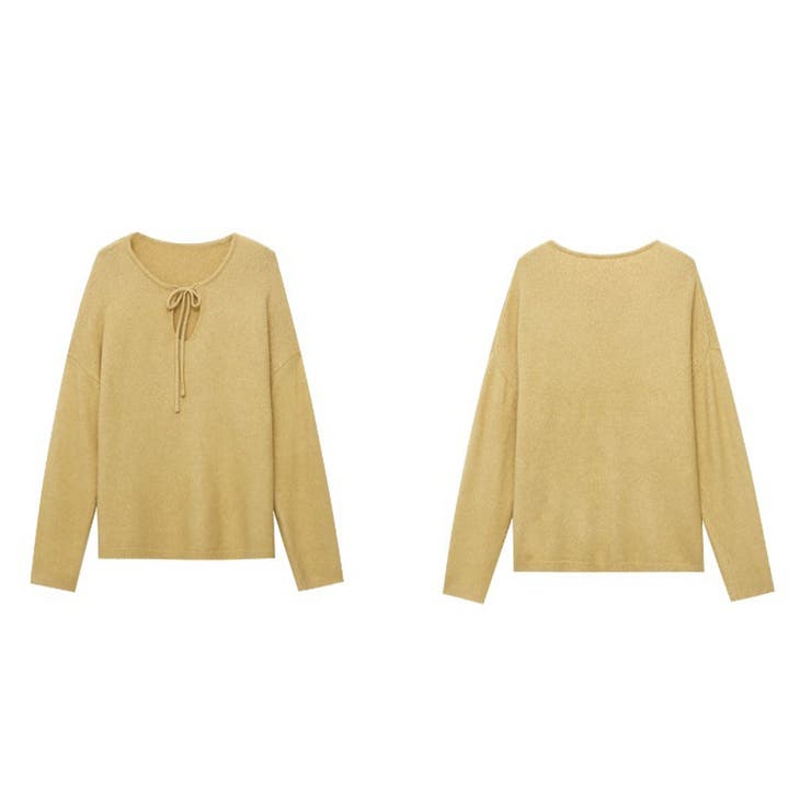 甘辛系ガールズ☆【春】リボン付き Vネック ルーズニットセーター | 17kg | 詳細画像9 