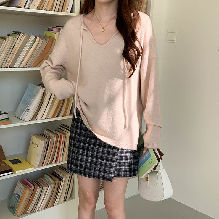 甘辛系ガールズ☆【春】リボン付き Vネック ルーズニットセーター | 17kg | 詳細画像16 