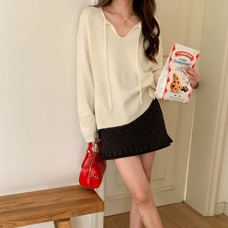 甘辛系ガールズ☆【春】リボン付き Vネック ルーズニットセーター | 17kg | 詳細画像28 