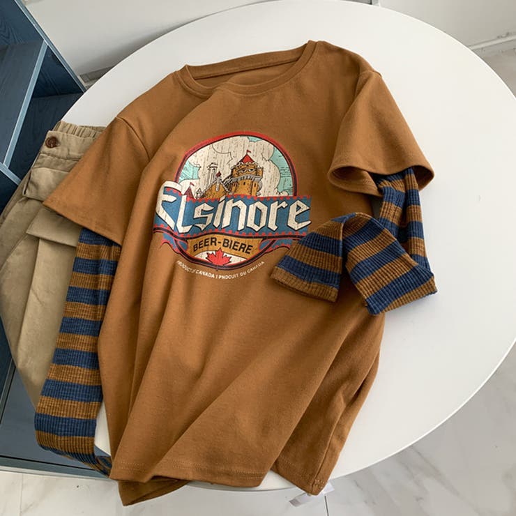 ターメリック | ミレニアル学園風☆【春】カレッジ風フェイクレイヤード 長袖Tシャツ | 17kg