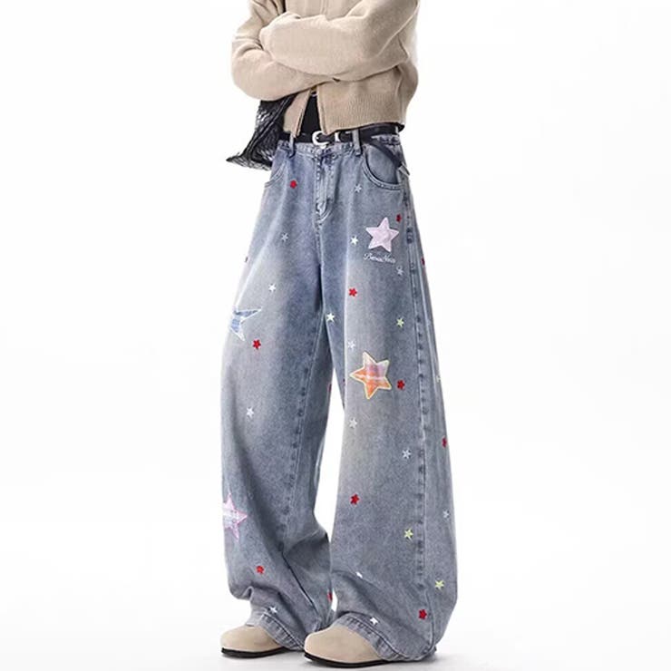 ゆるカワコーデ☆【春】星型ワッペン ワイドデニムパンツ | 17kg | 詳細画像11 