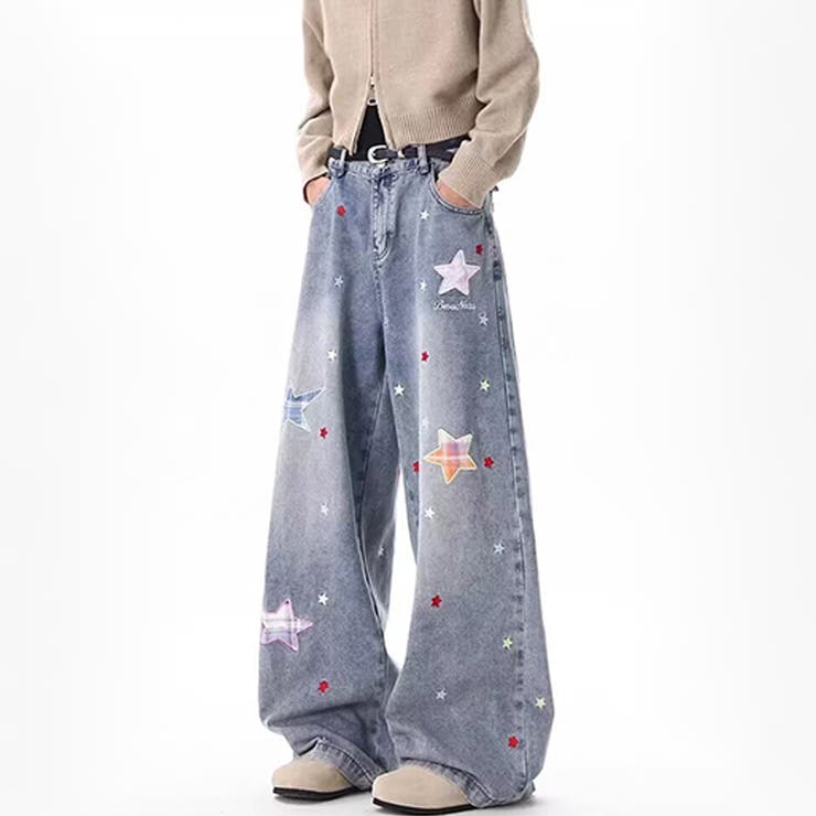 ゆるカワコーデ☆【春】星型ワッペン ワイドデニムパンツ | 17kg | 詳細画像5 
