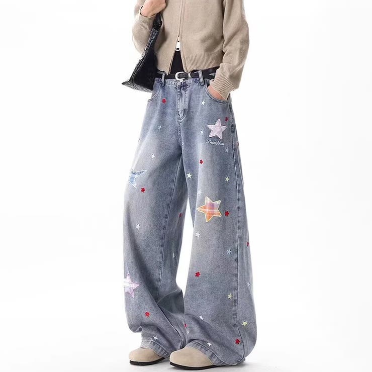 ゆるカワコーデ☆【春】星型ワッペン ワイドデニムパンツ | 17kg | 詳細画像8 