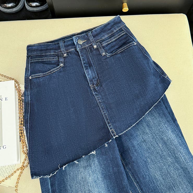 今季トレンド☆【春】フェイクレイヤードスカート風デニムパンツ | 17kg | 詳細画像14 