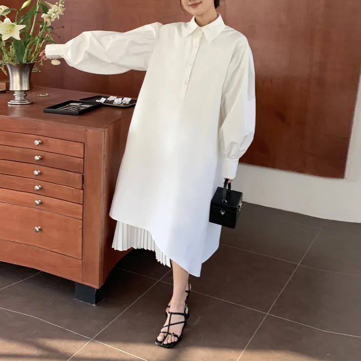 気負わず快適☆【春】切り替えプリーツ シャツワンピース | 17kg | 詳細画像7 