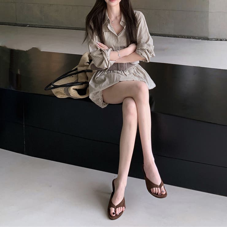 気負わず快適☆【春】ストライプ バルーンシャツワンピース | 17kg | 詳細画像11 