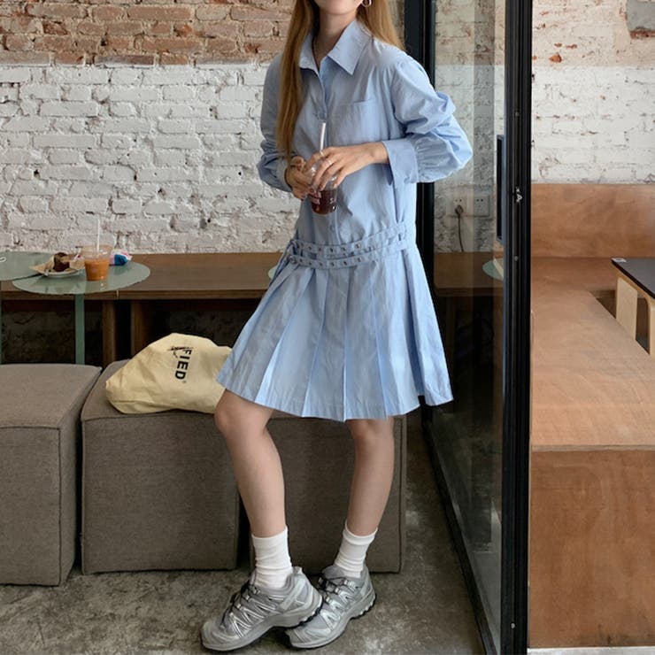 甘辛系ガールズ 【春】ダブルウエストベルト装飾 シャツワンピースプリーツスカート | 17kg | 詳細画像11 