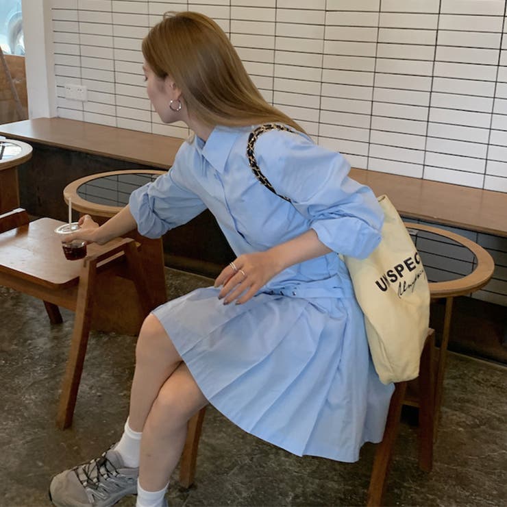 甘辛系ガールズ 【春】ダブルウエストベルト装飾 シャツワンピースプリーツスカート | 17kg | 詳細画像21 