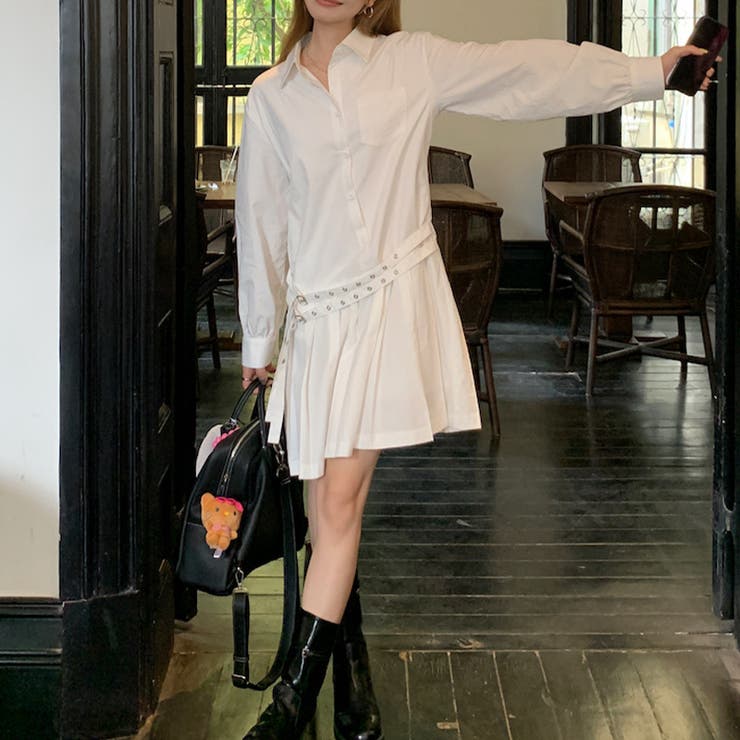 甘辛系ガールズ 【春】ダブルウエストベルト装飾 シャツワンピースプリーツスカート | 17kg | 詳細画像25 