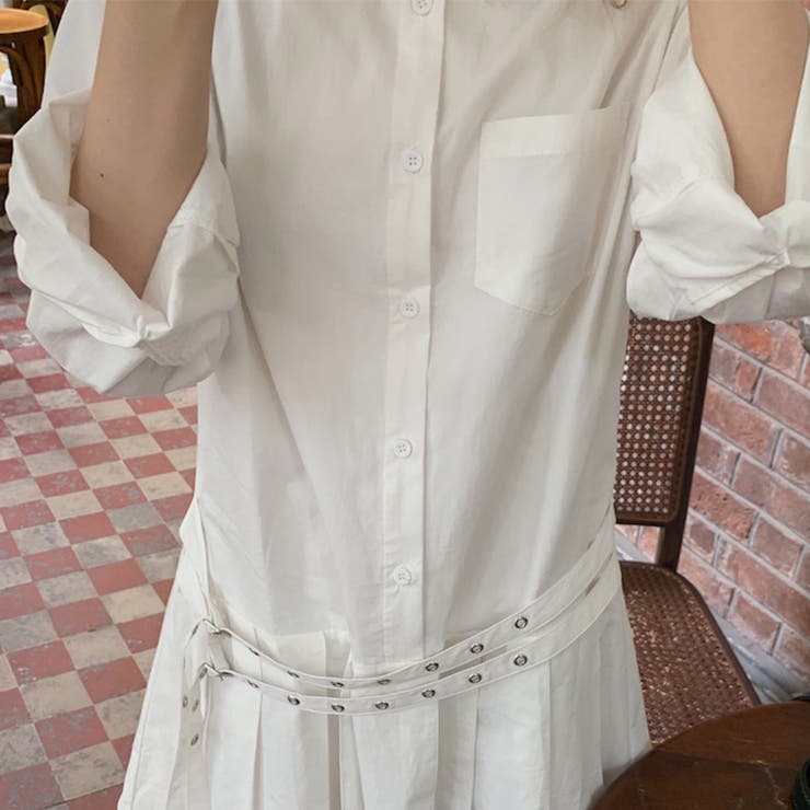 甘辛系ガールズ 【春】ダブルウエストベルト装飾 シャツワンピースプリーツスカート | 17kg | 詳細画像33 