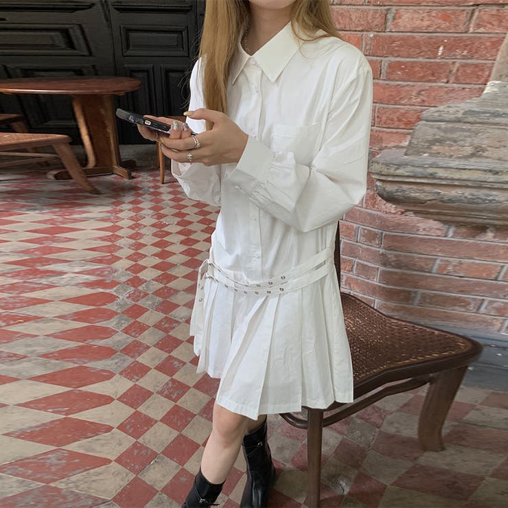 甘辛系ガールズ 【春】ダブルウエストベルト装飾 シャツワンピースプリーツスカート | 17kg | 詳細画像41 