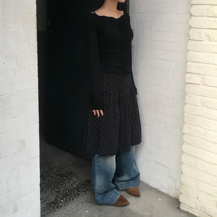 今季トレンド☆【春】スーツ素材ドット柄 フレアスカート体型カバー ミディ丈 | 17kg | 詳細画像7 