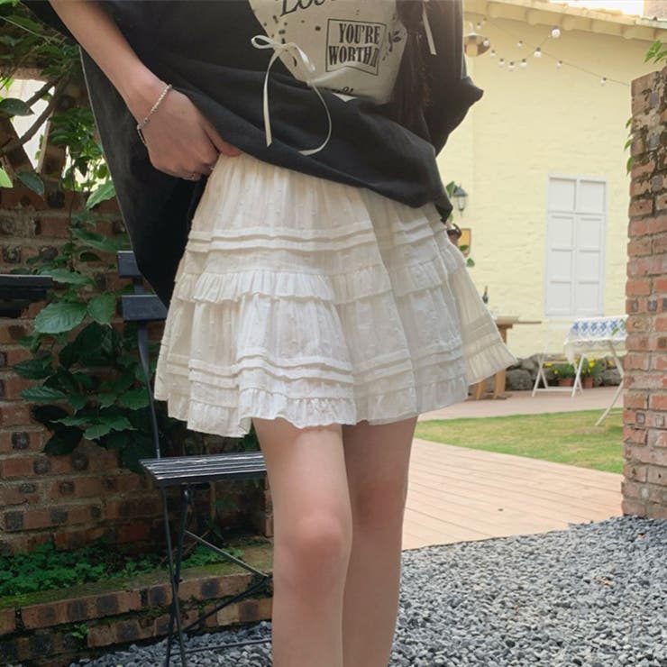 ホワイトスカート | ミレニアル学園風 【春】ハートプリント ルーズTシャツ＋ホワイト | 17kg