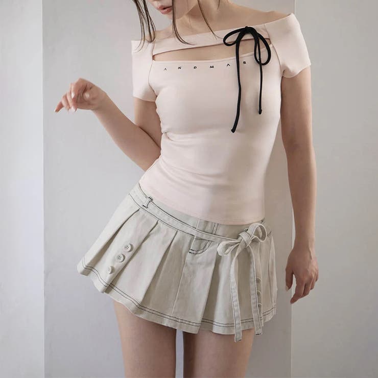 甘辛系ガールズ☆【春】ボタン＆リボン プリーツ Aライン ミニスカート | 17kg | 詳細画像3 