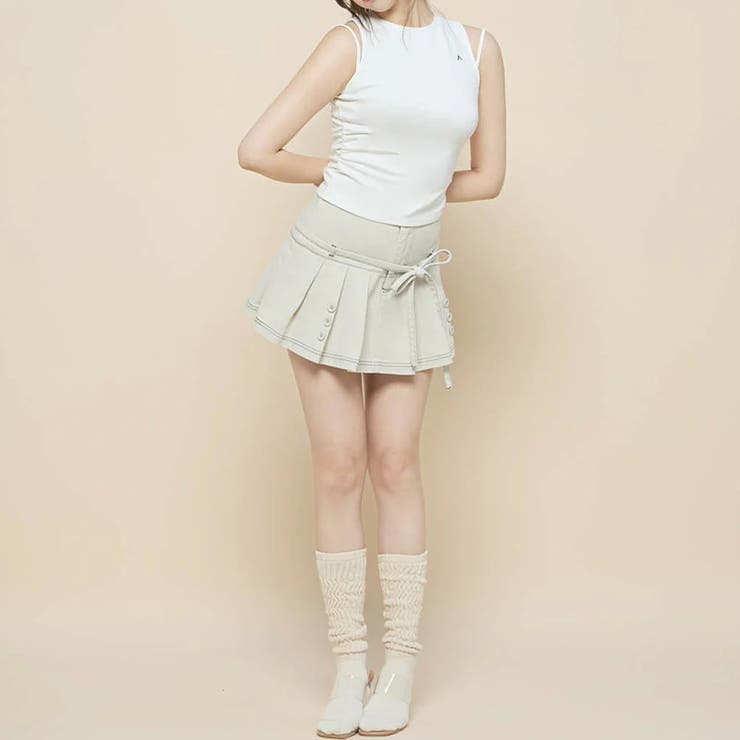 甘辛系ガールズ☆【春】ボタン＆リボン プリーツ Aライン ミニスカート | 17kg | 詳細画像7 