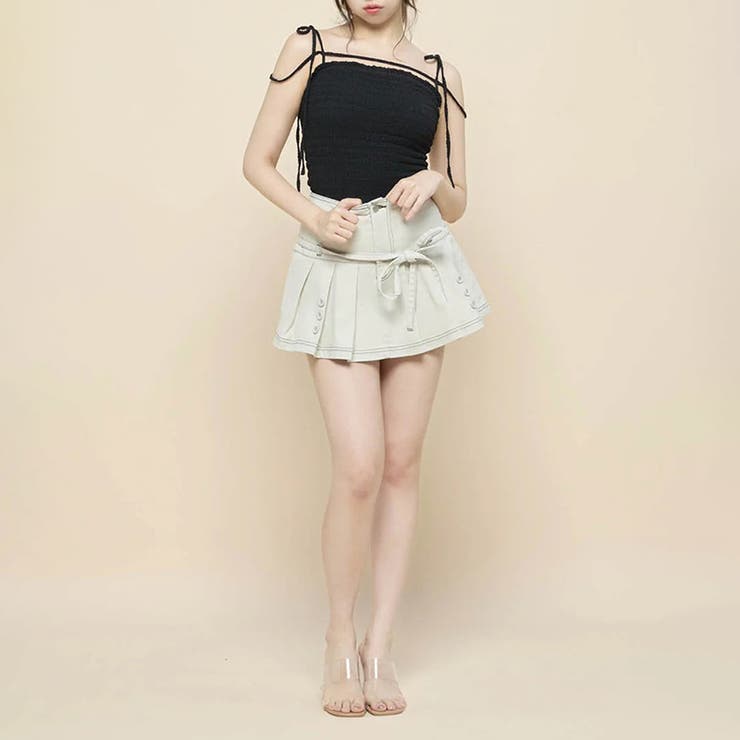 甘辛系ガールズ☆【春】ボタン＆リボン プリーツ Aライン ミニスカート | 17kg | 詳細画像8 