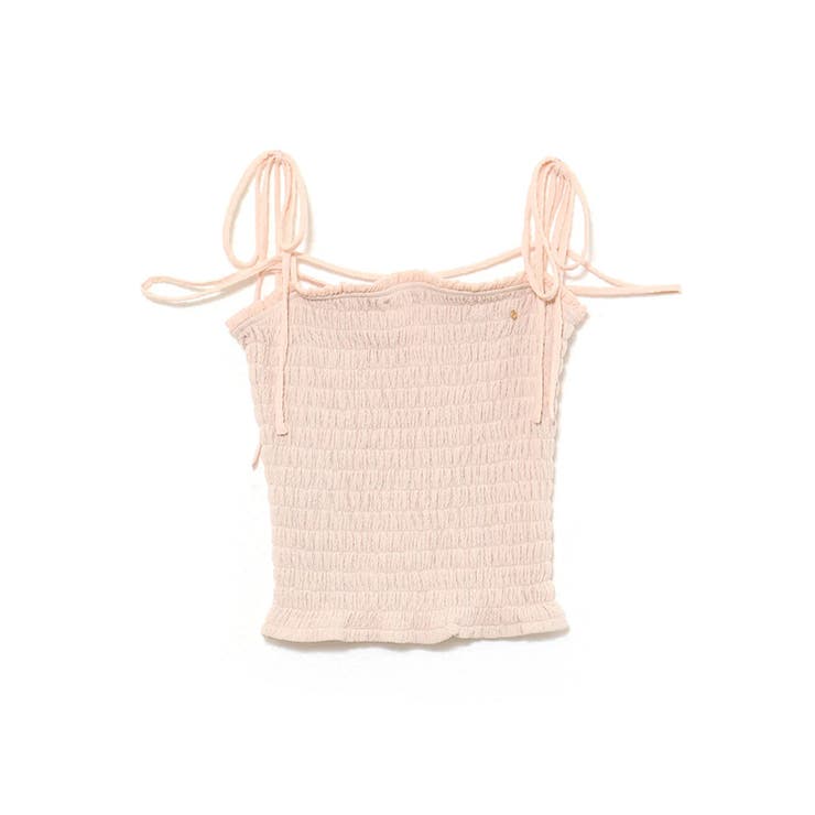 ピンク | 甘辛系ガールズ☆【春】プリーツ キャミソール ショート丈 リボン付きトップス | 17kg