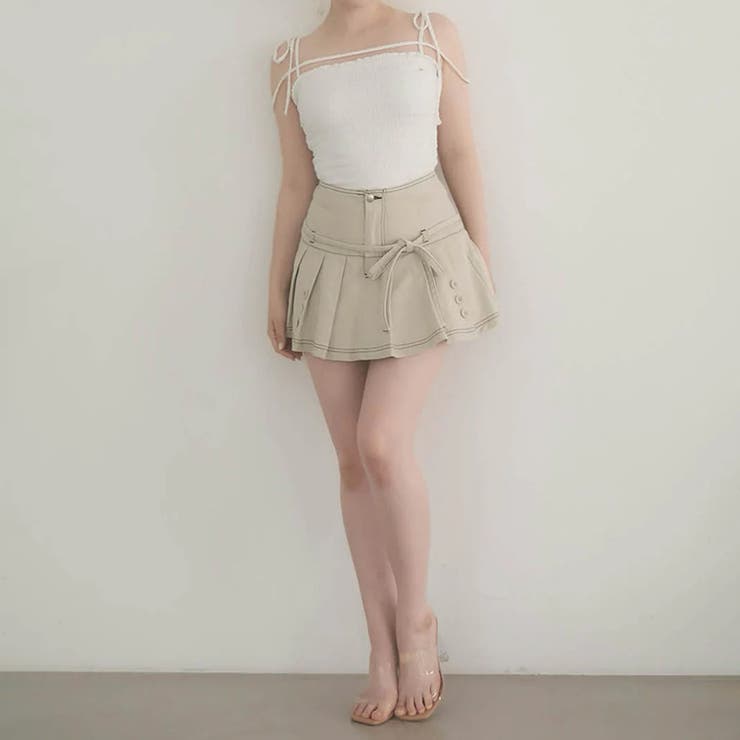 甘辛系ガールズ☆【春】プリーツ キャミソール ショート丈 リボン付きトップス | 17kg | 詳細画像5 