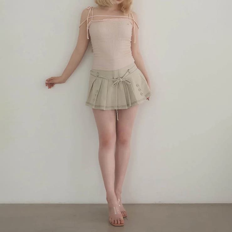 甘辛系ガールズ☆【春】プリーツ キャミソール ショート丈 リボン付きトップス | 17kg | 詳細画像6 