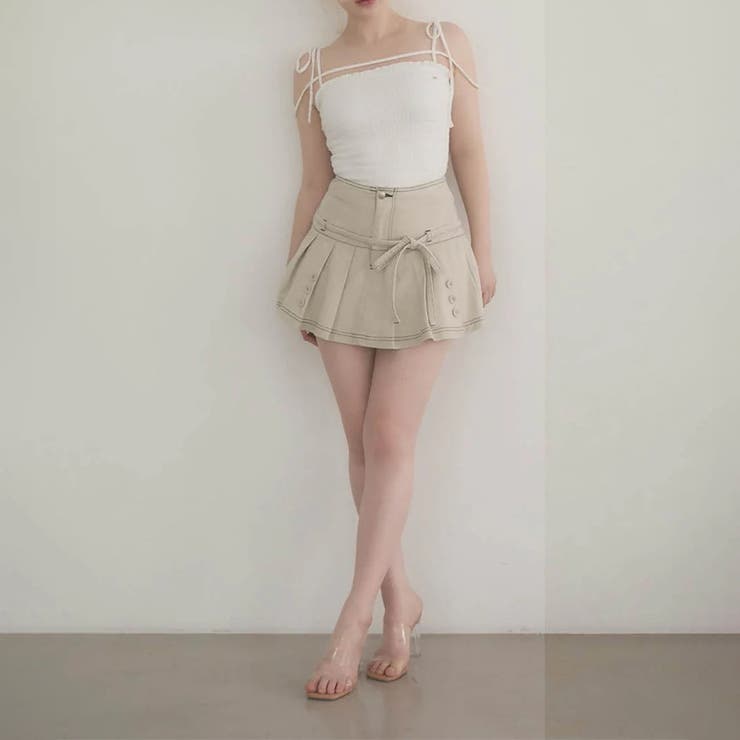 甘辛系ガールズ☆【春】プリーツ キャミソール ショート丈 リボン付きトップス | 17kg | 詳細画像7 