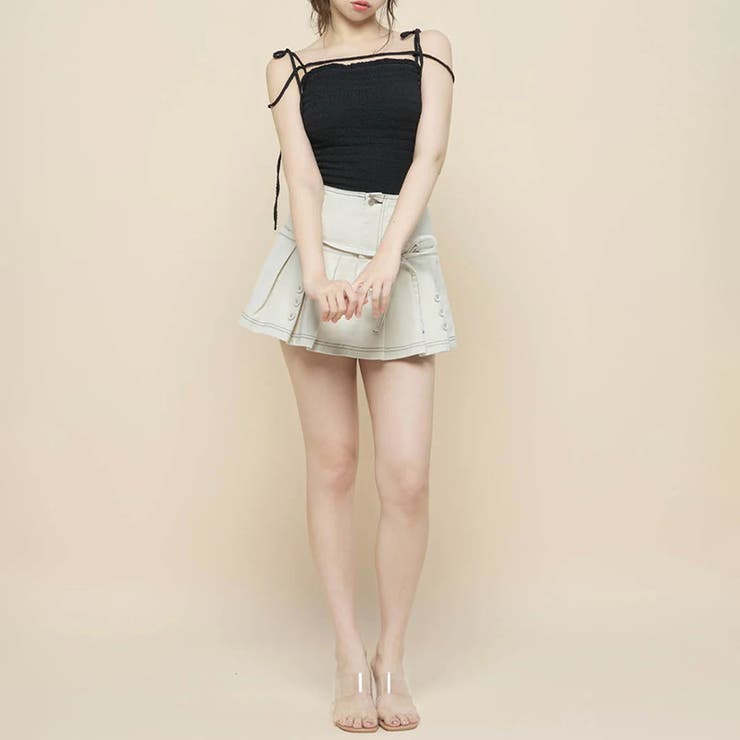 甘辛系ガールズ☆【春】プリーツ キャミソール ショート丈 リボン付きトップス | 17kg | 詳細画像11 