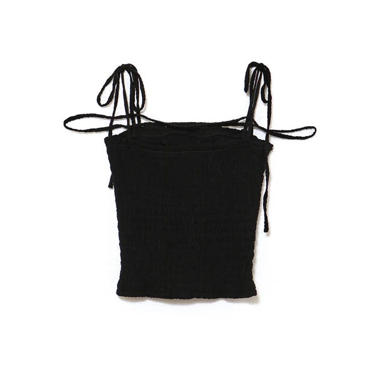 ブラック | 甘辛系ガールズ☆【春】プリーツ キャミソール ショート丈 リボン付きトップス | 17kg