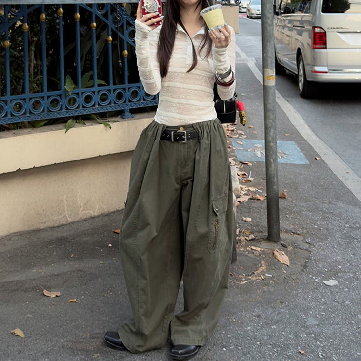 甘辛系ガールズ☆【春】レース切り替え フリルネック 長袖Tシャツ | 17kg | 詳細画像3 