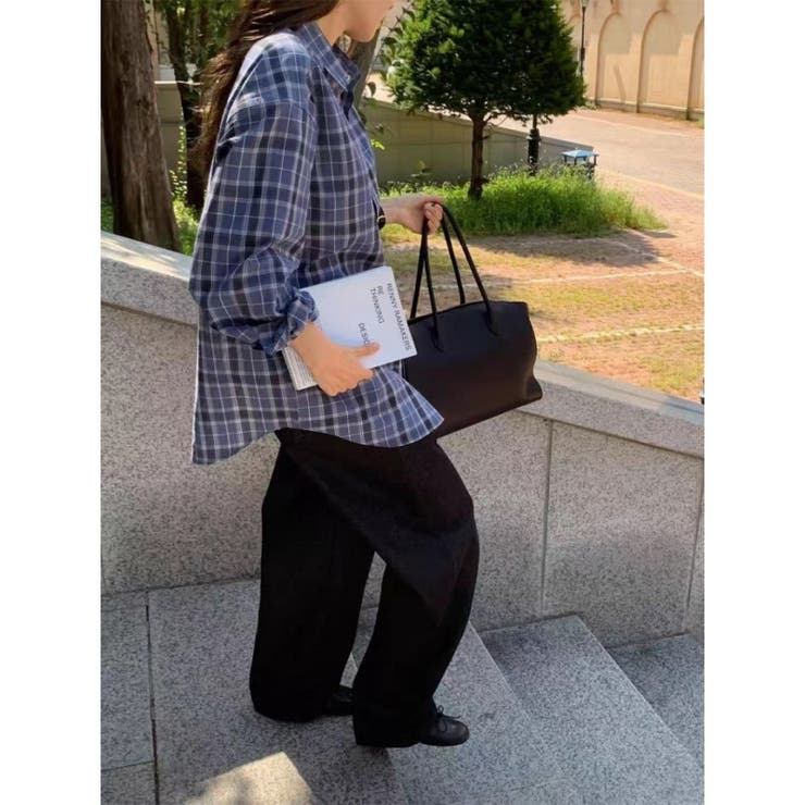 【秋】チェック柄長袖シャツ レディース オーバーサイズ | 17kg | 詳細画像7 