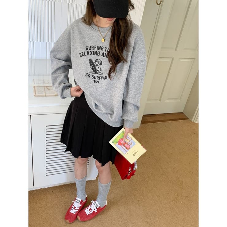 【秋】サーフィンドッグプリントスウェット レディース ゆったりシルエット | 17kg | 詳細画像23 