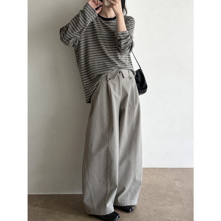 【秋】ドレープワイドパンツ レディース ハイウエスト ロング丈 | 17kg | 詳細画像13 