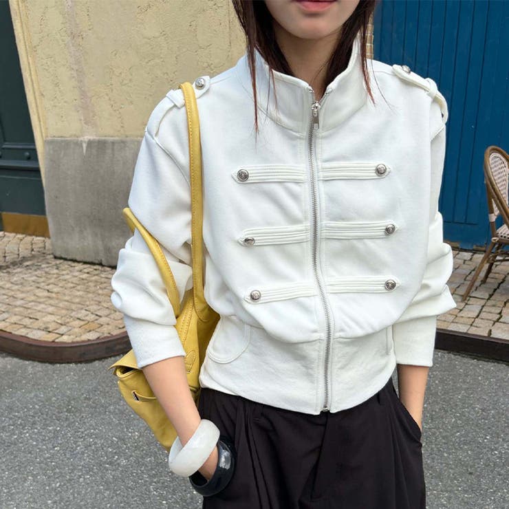 【秋冬】ナポレオンデザイン スタンドカラーウエストシェイプジャケット | 17kg | 詳細画像24 