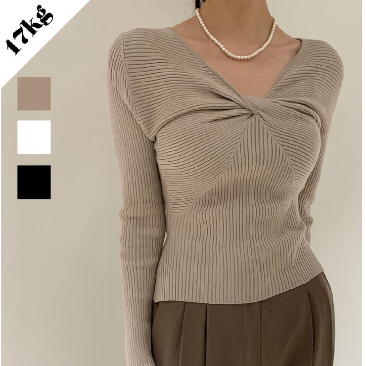 SHOPLIST限定】女性らしい大人っぽいVネックニットトップス[品番