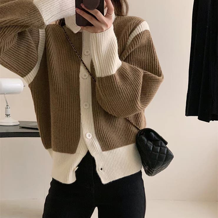 【SHOPLIST限定】柔らかいバイカラータートルネックカーディガン | 17kg | 詳細画像10 