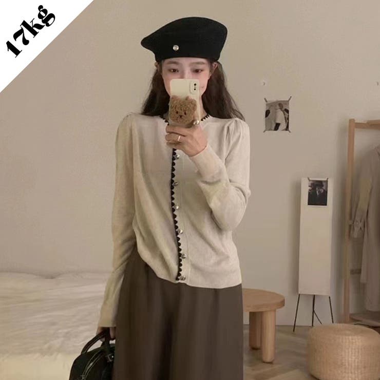 【SHOPLIST限定】柔らかく優しい雰囲気が漂うニットバイカラーカーディガン | 17kg | 詳細画像8 