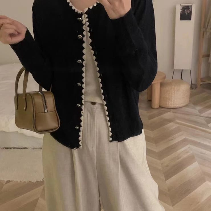 【SHOPLIST限定】柔らかく優しい雰囲気が漂うニットバイカラーカーディガン | 17kg | 詳細画像10 