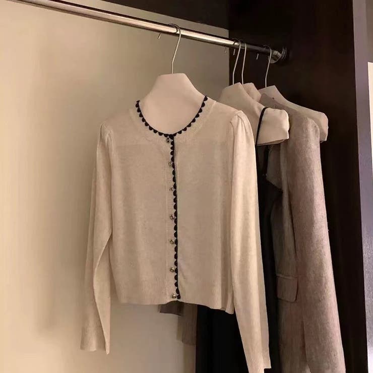 【SHOPLIST限定】柔らかく優しい雰囲気が漂うニットバイカラーカーディガン | 17kg | 詳細画像4 