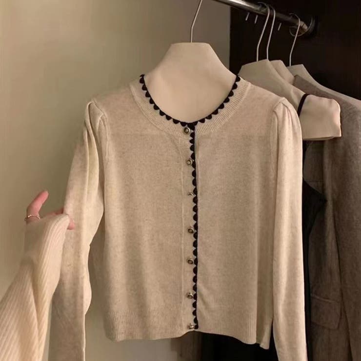 【SHOPLIST限定】柔らかく優しい雰囲気が漂うニットバイカラーカーディガン | 17kg | 詳細画像7 