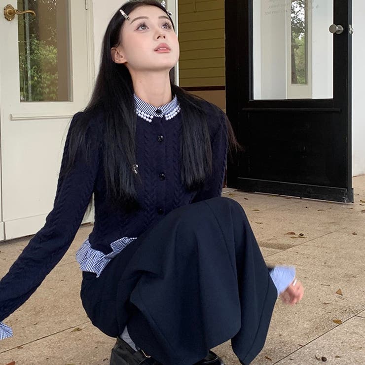 【SHOPLIST限定】(フェイク)レヤードの長袖ニットカーディガン&スリムなロ… | 17kg | 詳細画像15 