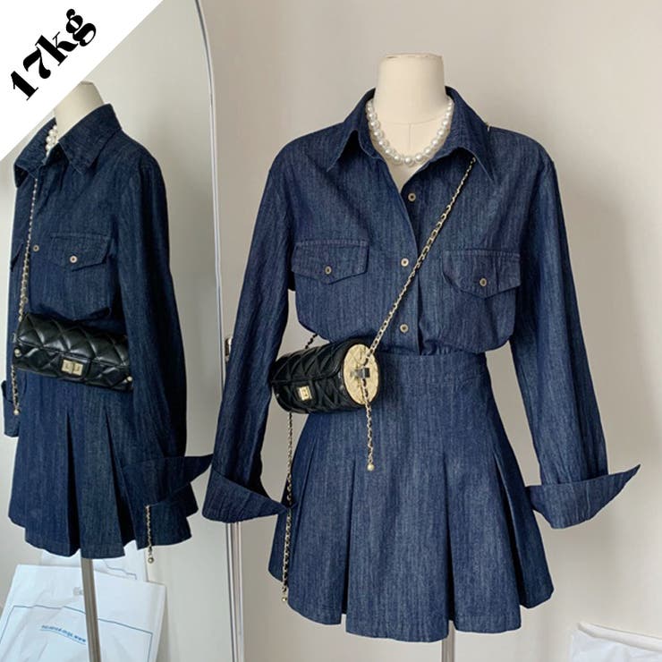 韓国風の体のラインを強調する長袖シャツと、ショートスカート | 17kg | 詳細画像1 