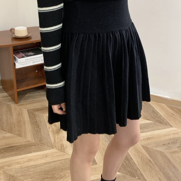 【SHOPLIST限定】韓国風シックな秋新作ハイウェストプリーツスカートニット | 17kg | 詳細画像12 