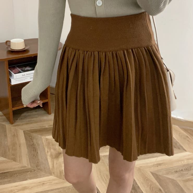 【SHOPLIST限定】韓国風シックな秋新作ハイウェストプリーツスカートニット | 17kg | 詳細画像3 
