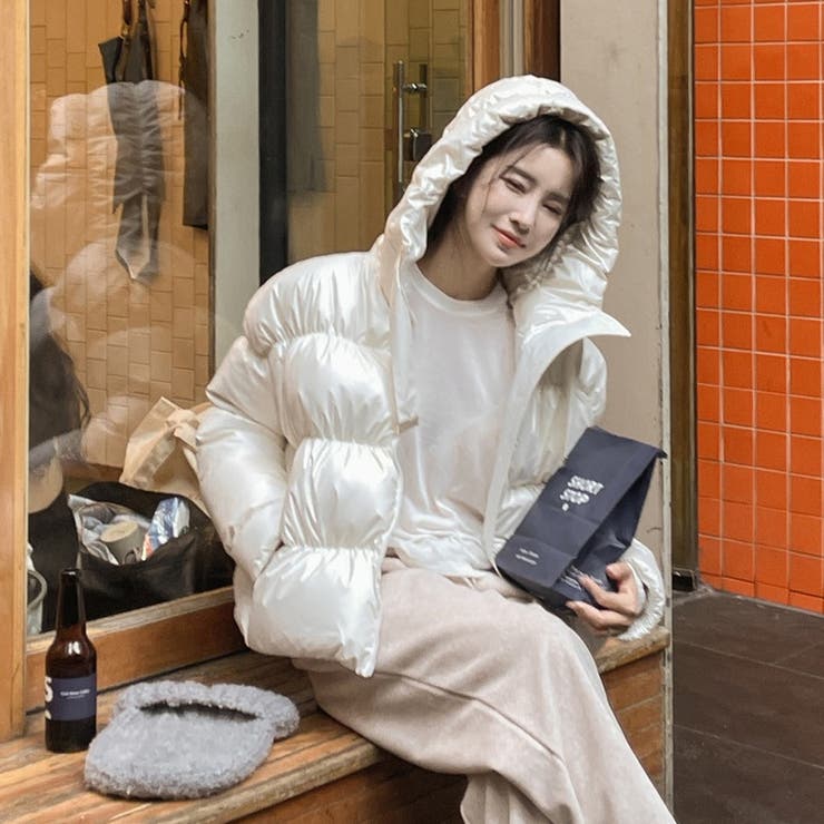 韓国ファッションふわふわダウンジャケットボリューム感おしゃれ冬