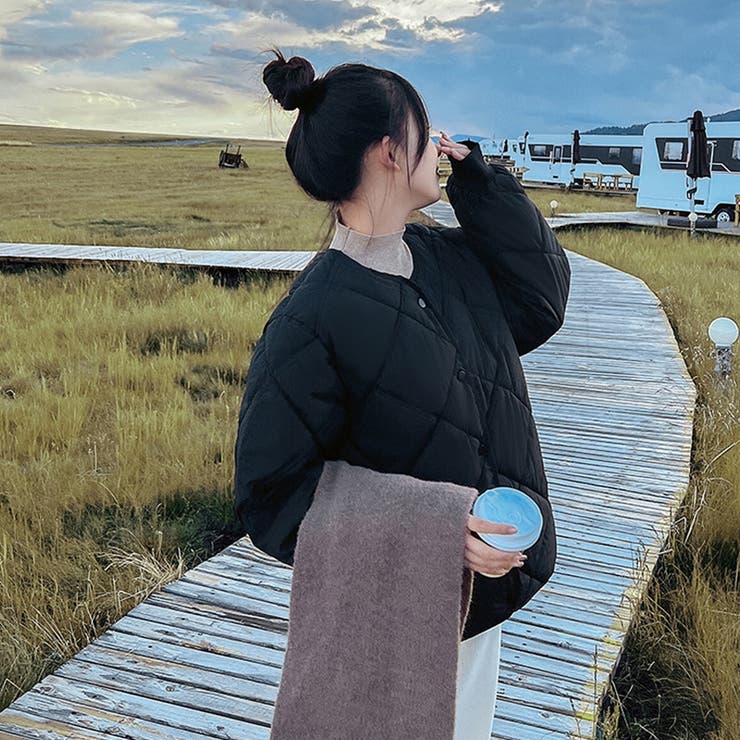 SHOPLIST限定】ゆったりとしたキルティング中綿ダウンジャケット[品番