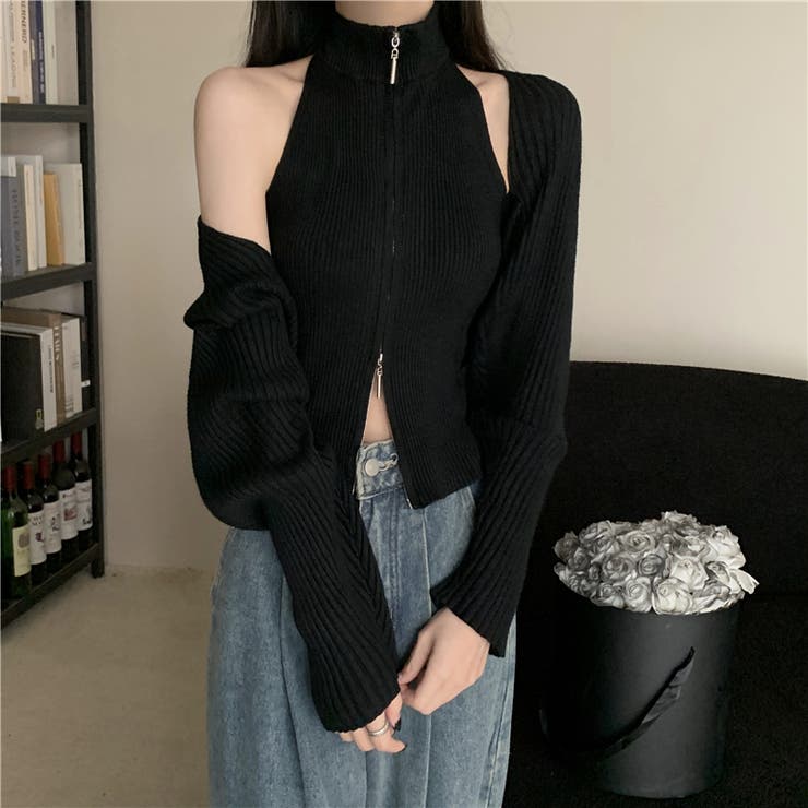【SHOPLIST限定】ジップアップニットベスト+カーディガン2点セット | 17kg | 詳細画像14 