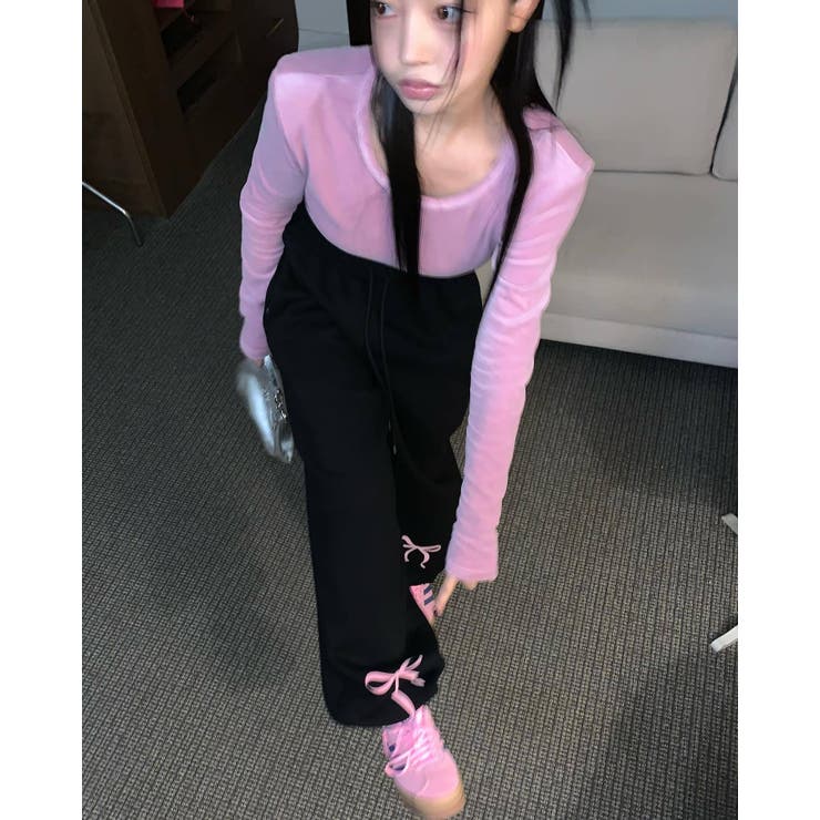 【SHOPLIST限定】リボンライクに！プリント柄可愛らしいウエストロングパンツ | 17kg | 詳細画像17 
