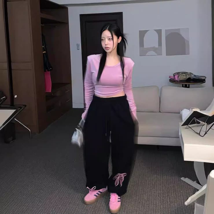 【SHOPLIST限定】リボンライクに！プリント柄可愛らしいウエストロングパンツ | 17kg | 詳細画像25 