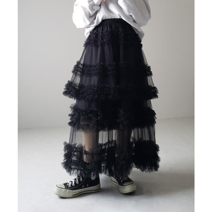 ブラック | 【SHOPLIST限定】重ね着するに！インナースカート付きの3層スカート、Aライ… | 17kg